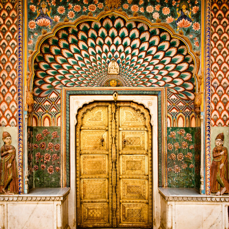 Lotus,Gate,Door,In,Pink,City,At,City,Palace,Of